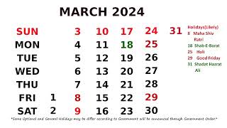 March Calendar 2024 [upl. by Llain]