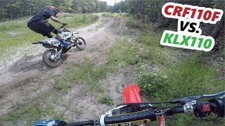 KLX110 VS CRF110F WIDE OPEN [upl. by Emoreg]