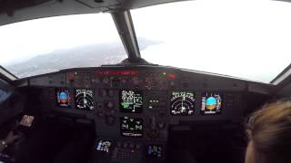 Heraklion LGIR Cockpit view landing at dusk [upl. by Jacinta235]