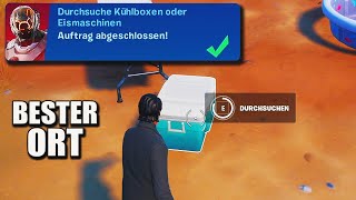 Durchsuche Kühlboxen oder Eismaschinen Fortnite Saisonaufträge Woche 3 Bester Kühlboxen Ort [upl. by Woothen]