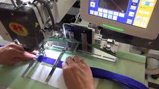 Heavy duty programmable bar tacker sewing machine [upl. by Yanffit]