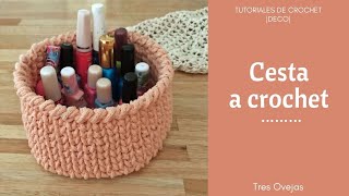 Cesta a crochet  Cómo tejer una cesta redonda a crochet paso a paso [upl. by Acul636]