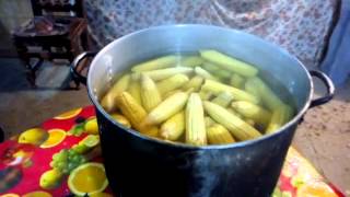 Preparación de elotes desde la olla Dic 2015 [upl. by Alrats]