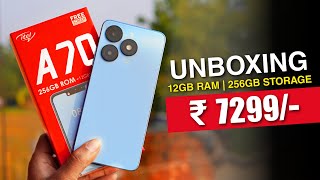 itel A70 Unboxing amp Review 🔥 12GB256GB ₹ 7299 😱 [upl. by Nylakcaj]