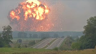 Massive explosion at Ukrainian military ammunitions depot [upl. by Philps]