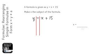 Rearranging Formulae Rearranging Simple Formulae in Form x  y  a Grade 4  OnMaths Revision [upl. by Nayk719]