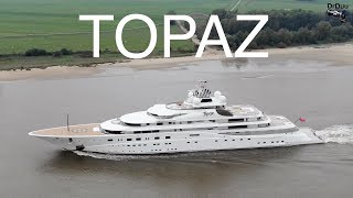 Aerial 4K  Yacht TOPAZ arrival at Lürssen Shipyard [upl. by Jeramey]