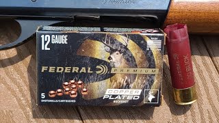 Federal Copper Plated 12ga 234quot 9 Pellet 00 Buck Test W Remington 1187 amp Stock Full Choke [upl. by Harald]