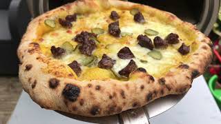 Cooking a Steak Mustard amp Cheese Pizza [upl. by Frohne]