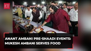 Anant Ambani preshaadi events Anna Seva for villagers in Jamnagar Mukesh Ambani serves food [upl. by Boony]