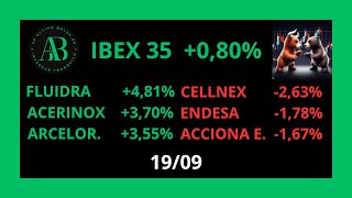 1909💥BAJADA TIPOS FED💥PHARMA MAR FLUIDRA ACERINOX ARCELORMITTAL CELLNEX ENDESAACCIONA ENERGÍA [upl. by Giacamo]