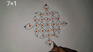 71 dots Easy Tuesday Rangoli Special Kolam Design Daily Rangoli Muggulu [upl. by Saval]