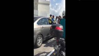 Woman rages at bikers for accidentally hitting her car at Woodlands Checkpoint [upl. by Elaweda]