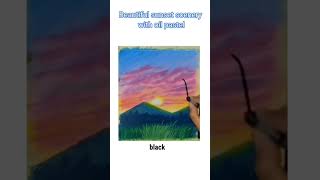 Sunset scenery drawing shorts oilpasteldrawing art shorts [upl. by Noret237]