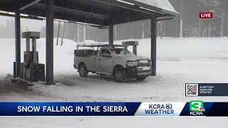 4 pm weather update on snow conditions in the Sierra [upl. by Atnahsa]