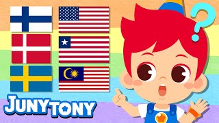 Similar Flags 2  Learn the Flags  Which One is Which  Explore World Songs for Kids  JunyTony [upl. by Hess]