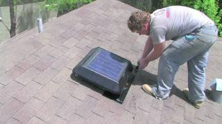 Solar powered power attic roof fan vent install how to by HeatBlockers [upl. by Rehpotsirhc754]