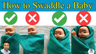 How to Swaddle a Baby  New Born Baby Swaddle wrap  Health Sector [upl. by Eiram]