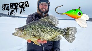 Ice Fishing BIG First Ice Crappies With NEW LURE [upl. by Eeclehc]