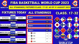 All Fixtures Fiba world cup 2023 Today Update Standings Classification Round 1732 As Of 31 August [upl. by Saffier]