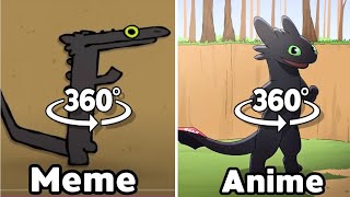 Toothless Dancing Vs Anime Toothless Dance 360º VR [upl. by Neelie]