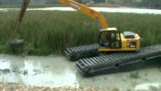 ULTRATREX amphibious excavator  swamp backhoe AX320 PC2008 [upl. by Raynor]