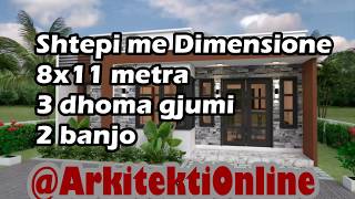 Plan per Shtepi nje kateshe  8x11 metra 3 Dhoma gjumi 2 Banjo  Arkitekti Online [upl. by Ttnerb483]