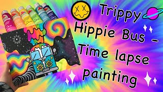 Time Lapse  trippy hippie bus  painting  how to [upl. by Hasin466]