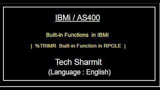 IBMi AS400  Trimr Builtin function  built in functions rpgle  as400 for beginners in English [upl. by Knute]