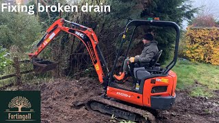 How to fix a broken 1950’s land drain clay pipe after tree stump removal [upl. by Freya489]