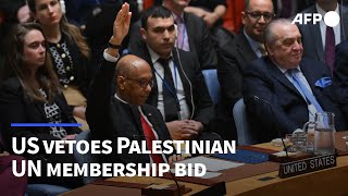 US veto sinks Palestinian UN membership bid in Security Council  AFP [upl. by Erick]