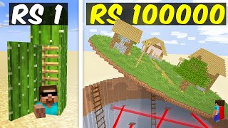 Rs1 vs Rs100000 SECRET BASE BUILD BATTLE IN MINECRAFT [upl. by Annaicul]