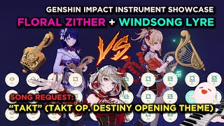 Genshin Impact Floral ZitherLyre Covers quottaktquot Takt Op Destiny Opening Theme [upl. by Meraree]