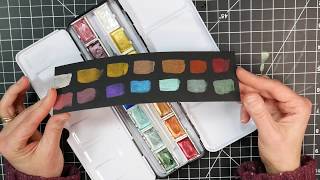 Brustro Metallic Watercolour Half Pans Set of 12  Landscape painting with metallic watercolor [upl. by Nnaeiluj]