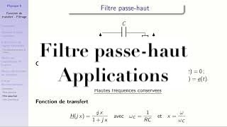 Electrocinétique  fonction de transfert  filtrage 6  filtre passe haut application  filtre ADSL [upl. by Nytsirk]