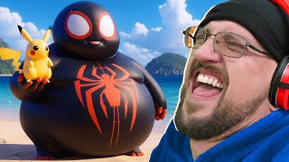 Chubby Spiderman Stranded in POKEMON Universe 😂 Build Battle Collect amp Protect [upl. by Ruzich372]