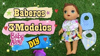 Como hacer baberos 3 Modelos  Tutorial DIY Moldes Gratis en el Blog Ropa de Muñecas [upl. by Naiditch81]