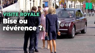 Visite de Charles III et de Camilla  Brigitte Macron a fait son choix entre la bise et la révérence [upl. by Minette598]