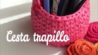 Como hacer cesta redonda de trapillo fácil  ganchillo fácil [upl. by Stavros272]