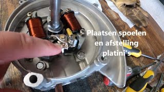 Bromfiets Piaggio siciaoplaatsing spoelen en platinis en afstelling [upl. by Asle185]