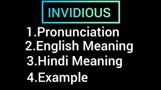 invidious Meaning of invidious in Hindi Meaning  Pronounciation of invidious  Example  Use [upl. by Enellij]