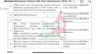 IISc Bangalore phd admission  Mid year admission notice  Apply online [upl. by Ecirtal]