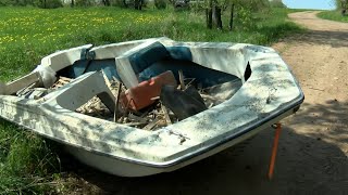 Marathon Co farm dealing with abandoned boats left on property [upl. by Nyladnohr190]