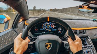 POV Lamborghini Aventador Ultimae Roadster by Novitec on German Autobahn [upl. by Eatnad]