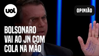 Bolsonaro no Jornal Nacional o que o presidente escreveu como cola na mão [upl. by Nolos96]