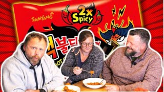 NUCLEAR FIRE NOODLES CHALLENGE 2X SPICY  THANK YOU FOR 1 MILLION SUBSCRIBERS  Zach Choi ASMR [upl. by Ttesil3]