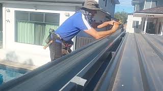 Replacing square patio gutter [upl. by Bushey]