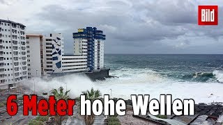 Monsterwelle auf Teneriffa reißt Balkon ab [upl. by Photima]