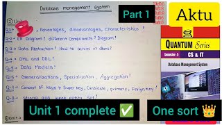 DBMS UNIT 1 important questions aktu one sort  CSEWALE  DBMS important questions DBMS [upl. by Blockus764]