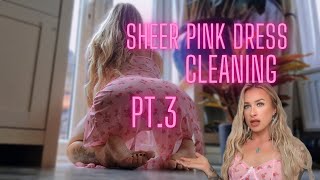 4K Pink SHEER dress CLEANING PT3  Athena Allure TryOn [upl. by Attehcram645]